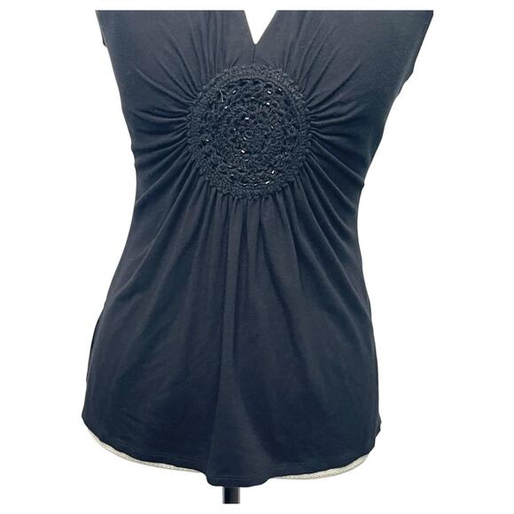 VTG Cache Halter Top Womens Medium Black Babydoll Crochet Boho Y2K Retro Fairy - Picture 4 of 12